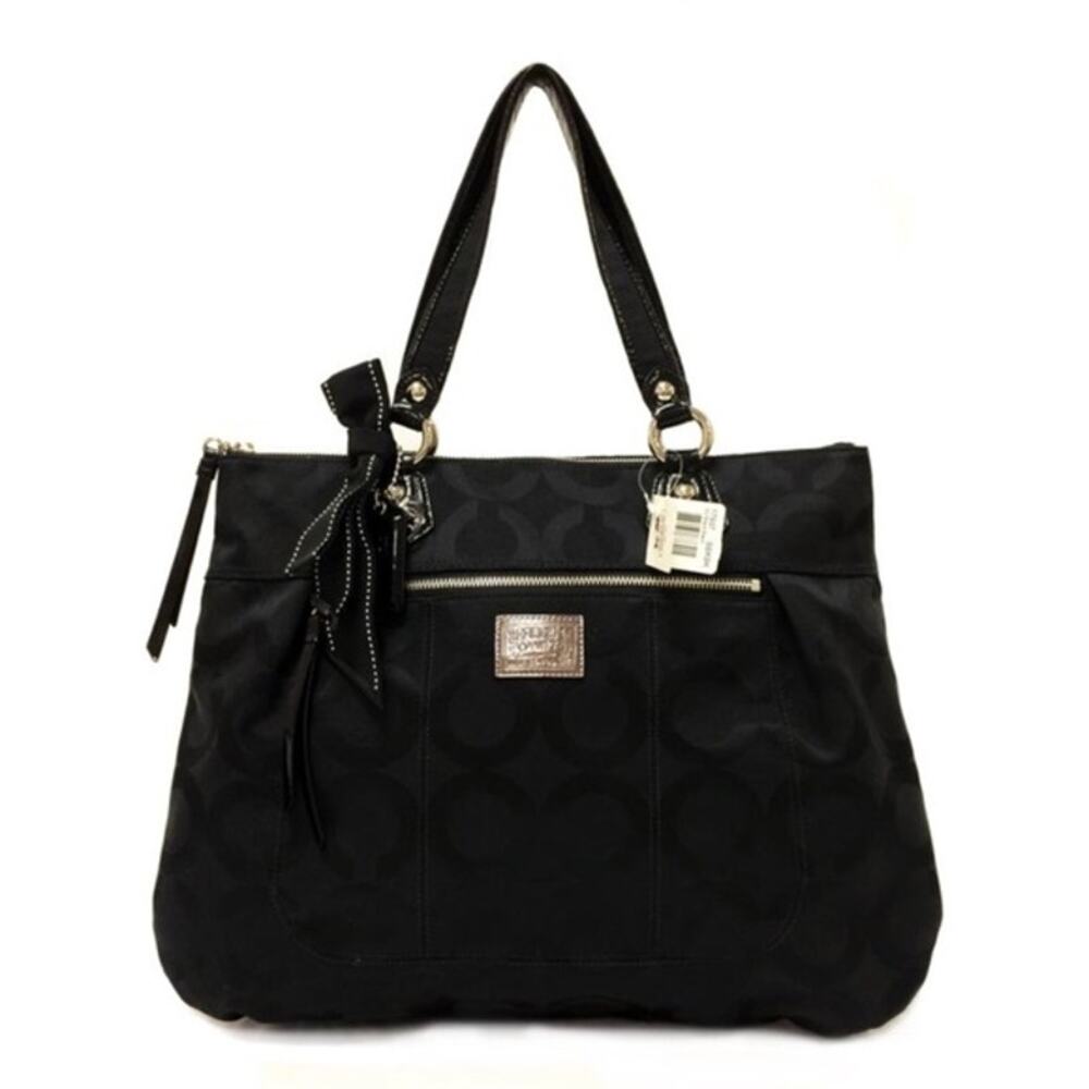 VTG Coach 17937 Pop Art Glam Satchel Black Bag Monogram Logo Black Purse Y2K
